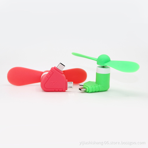 Yijiashishang Portable Summer Cooling Fan 2 in 1 USB Mini Phone Fan for Android Micro usb and iPhone